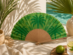 ÉVENTAIL ILLUSTRÉ PALMIER RIVIERA VERT – éventail by mataz