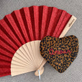 "Electric Kiss" Red glitter fan by mataz