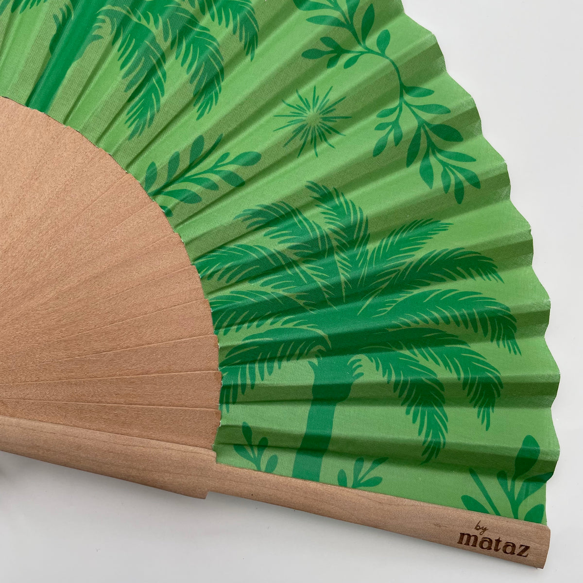 ÉVENTAIL ILLUSTRÉ PALMIER RIVIERA VERT – éventail by mataz