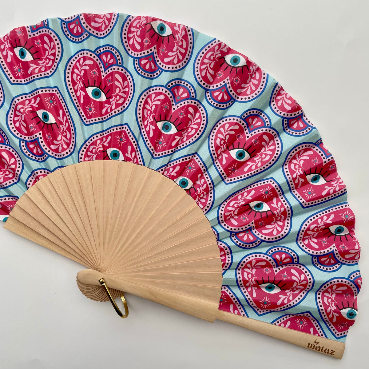 ÉVENTAIL ILLUSTRÉ CŒUR SACRÉ ROSE – éventail by mataz