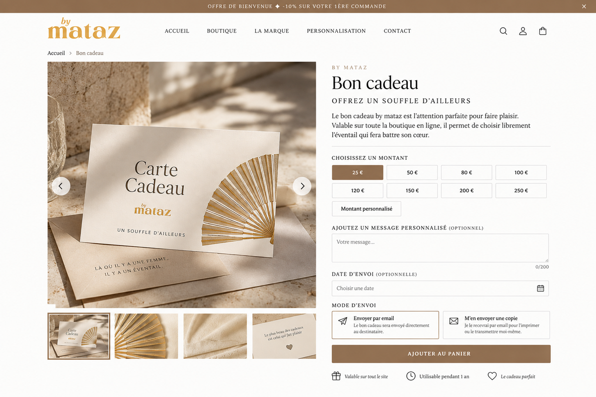 Bon cadeau by mataz – un souffle d'ailleurs